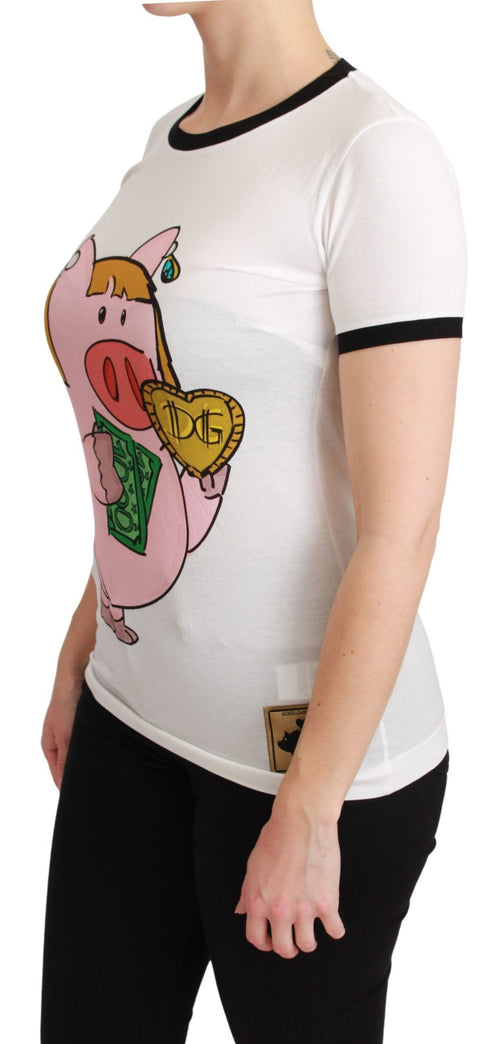 Dolce & Gabbana White YEAR OF THE PIG Top Cotton T-shirt - ClickThatClicks 