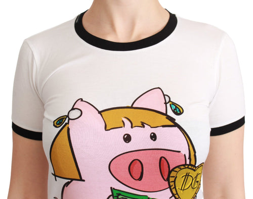 Dolce & Gabbana White YEAR OF THE PIG Top Cotton T-shirt - ClickThatClicks 