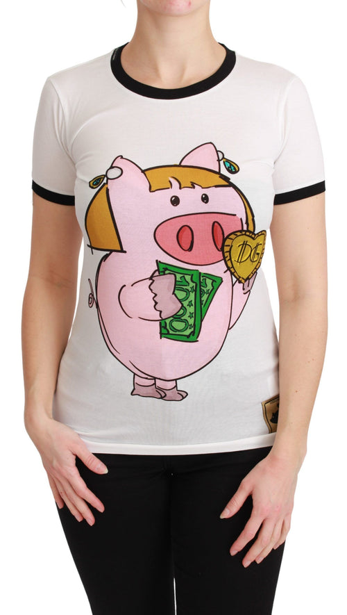 Dolce & Gabbana White YEAR OF THE PIG Top Cotton T-shirt - ClickThatClicks 