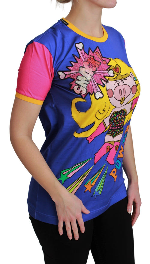 Dolce & Gabbana Purple PIG SUPERGIRL Top Cotton T-shirt - ClickThatClicks 
