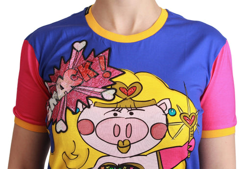 Dolce & Gabbana Purple PIG SUPERGIRL Top Cotton T-shirt - ClickThatClicks 