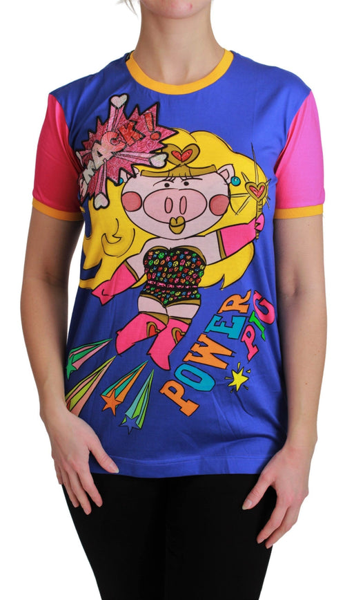 Dolce & Gabbana Purple PIG SUPERGIRL Top Cotton T-shirt - ClickThatClicks 