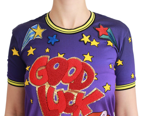 Dolce & Gabbana Purple YEAR OF THE PIG Top Cotton T-shirt - ClickThatClicks 