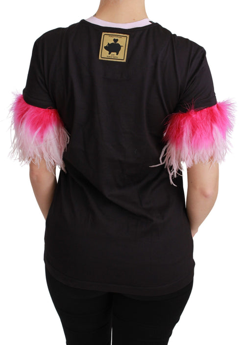 Dolce & Gabbana Black YEAR OF THE PIG Top Cotton  T-shirt - ClickThatClicks 