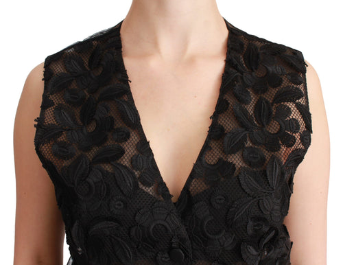 Dolce & Gabbana Black Floral Brocade Top Gilet Waistcoat - ClickThatClicks 