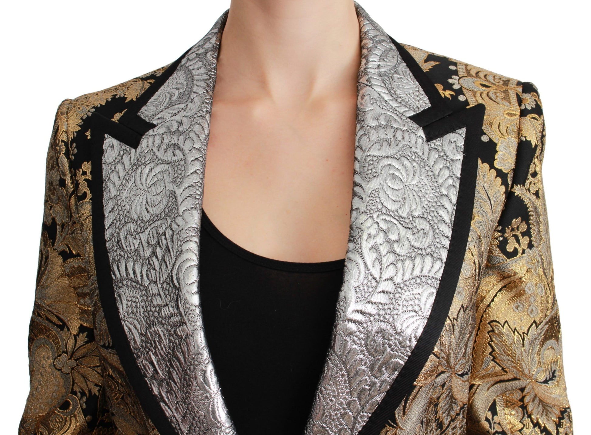 Dolce & Gabbana Black Gold Jacquard Blazer Jacket - ClickThatClicks 