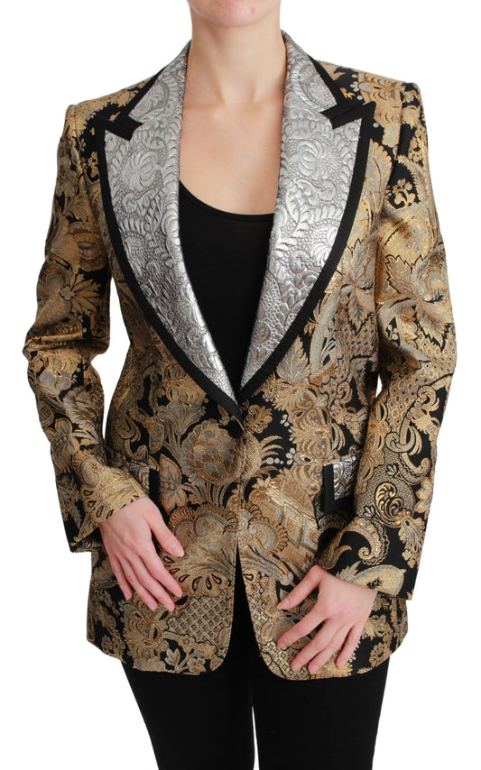 Dolce & Gabbana Black Gold Jacquard Blazer Jacket - ClickThatClicks 