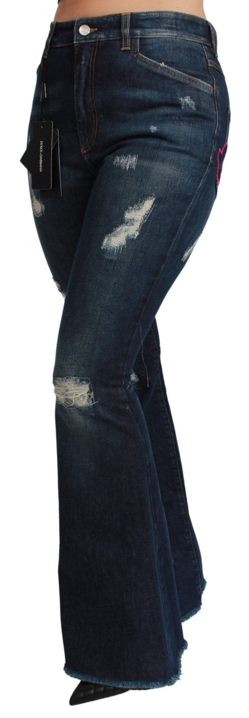 Dolce & Gabbana Blue Denim Cotton Stretch Flared Jeans - ClickThatClicks 