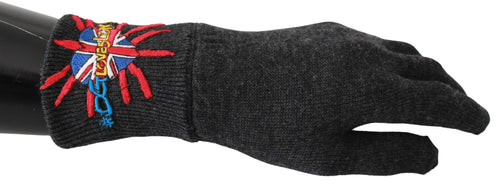 Dolce & Gabbana Gray #DGLovesLondon Embroidered Wool Gloves - ClickThatClicks 