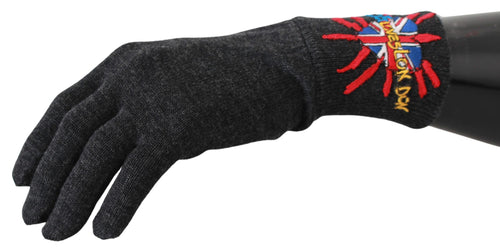 Dolce & Gabbana Gray #DGLovesLondon Embroidered Wool Gloves - ClickThatClicks 
