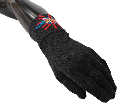 Dolce & Gabbana Gray #DGLovesLondon Embroidered Wool Gloves - ClickThatClicks 
