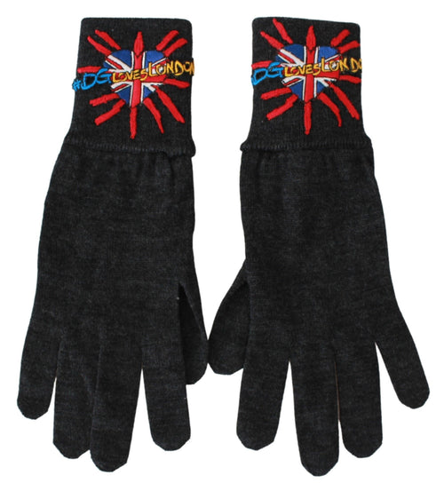 Dolce & Gabbana Gray #DGLovesLondon Embroidered Wool Gloves - ClickThatClicks 