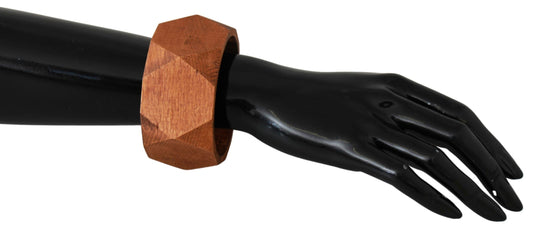 Costume National Brown Wooden Branded Bracelet - ClickThatClicks 
