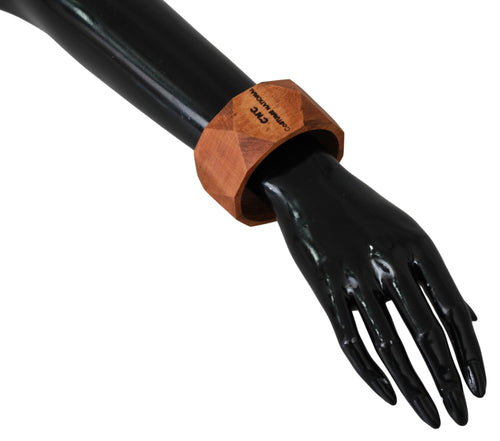 Costume National Brown Wooden Branded Bracelet - ClickThatClicks 