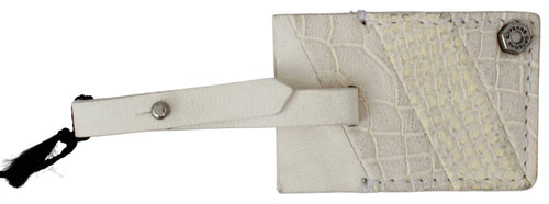 GF Ferre Beige Luggage Tag Branded Leather Patterned Keychain - ClickThatClicks 