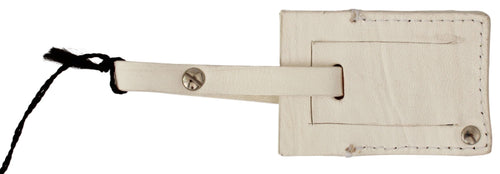 GF Ferre Beige Luggage Tag Branded Leather Patterned Keychain - ClickThatClicks 