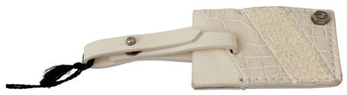 GF Ferre Beige Luggage Tag Branded Leather Patterned Keychain - ClickThatClicks 