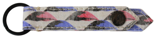 Costume National White Ring Branded Textile  Keychain - ClickThatClicks 