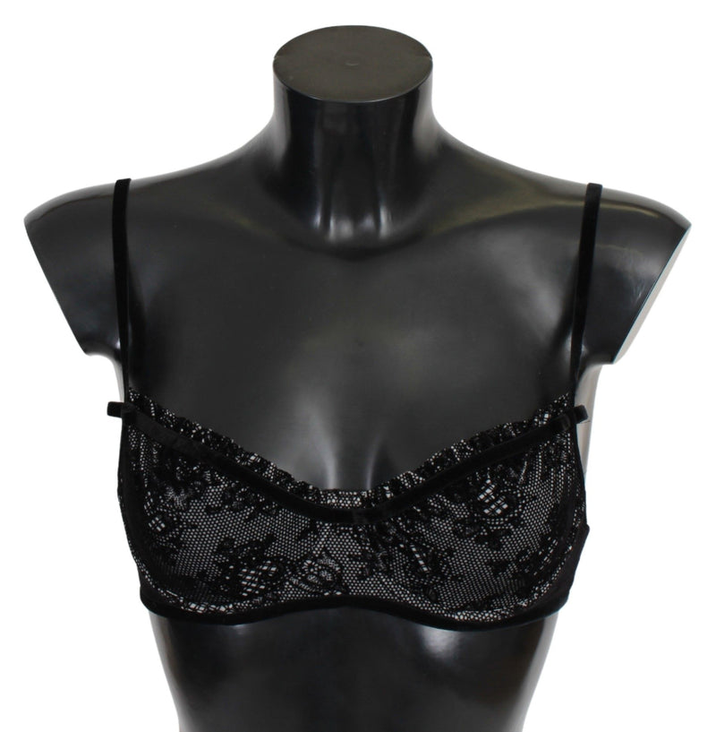 Ermanno Scervino Black Mesh Balconcino Bra Nylon  Underwear
