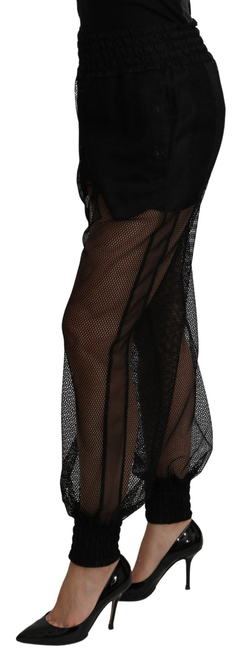 Dolce & Gabbana Black See Through Jogger Polyester Pants - ClickThatClicks 