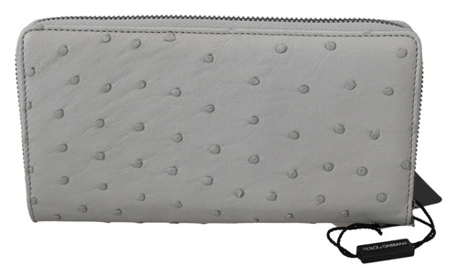 Dolce & Gabbana White Ostrich Leather Continental Mens Clutch Wallet - ClickThatClicks 