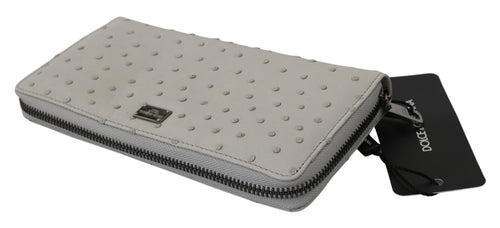 Dolce & Gabbana White Ostrich Leather Continental Mens Clutch Wallet - ClickThatClicks 