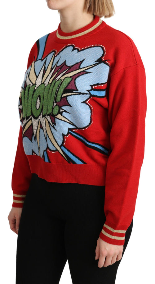 Dolce & Gabbana Red Knitted Cashmere Cartoon Top Sweater - ClickThatClicks 