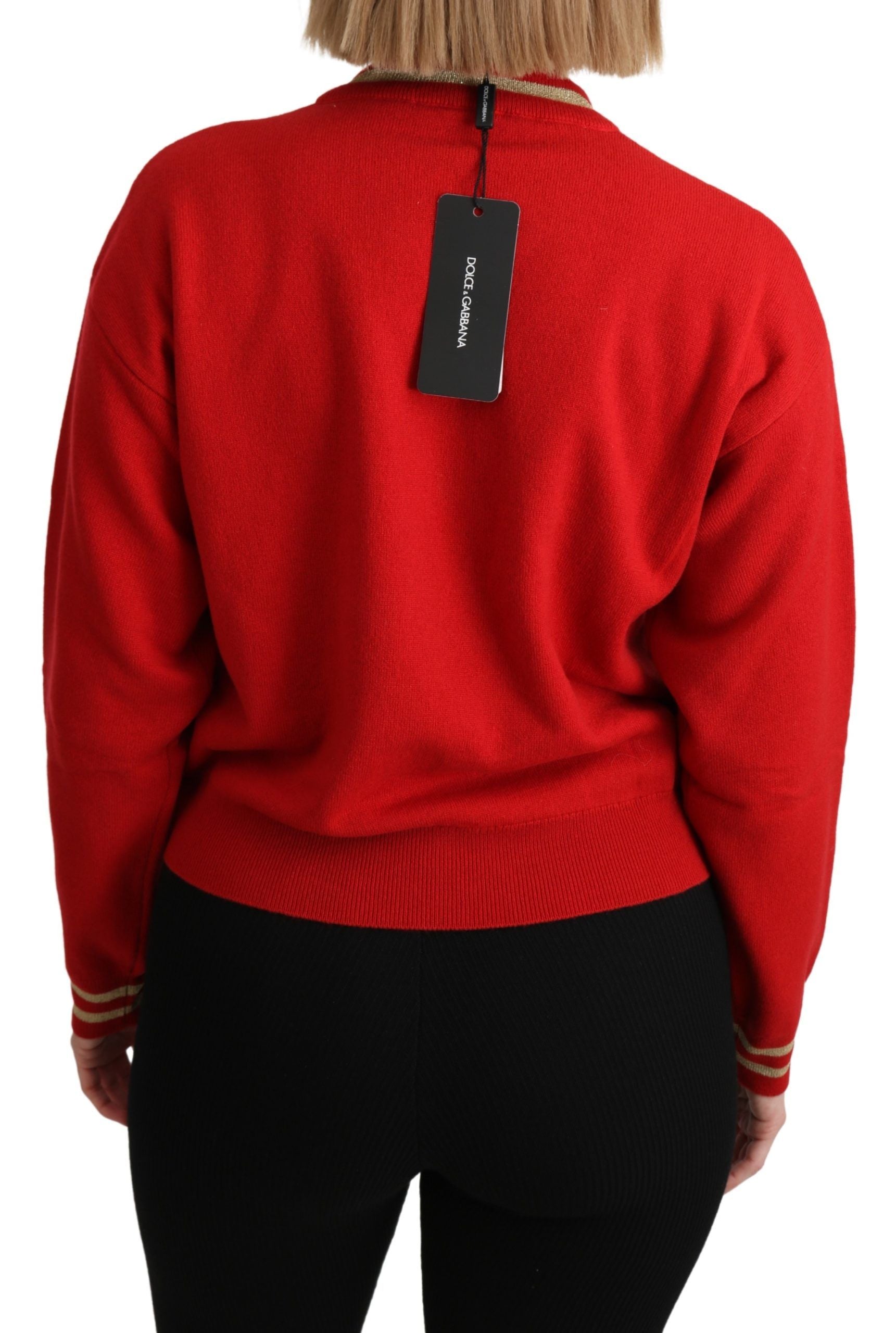 Dolce & Gabbana Red Knitted Cashmere Cartoon Top Sweater - ClickThatClicks 
