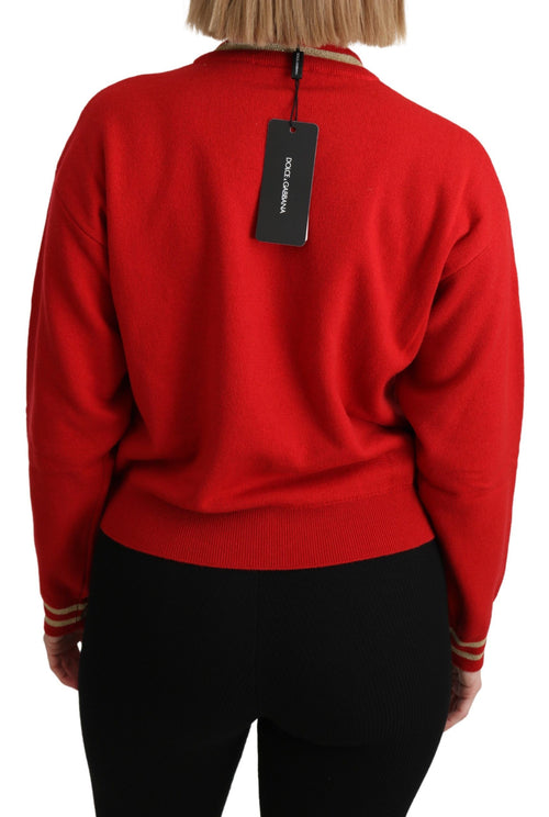 Dolce & Gabbana Red Knitted Cashmere Cartoon Top Sweater - ClickThatClicks 