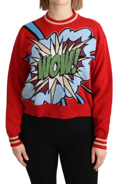 Dolce & Gabbana Red Knitted Cashmere Cartoon Top Sweater - ClickThatClicks 