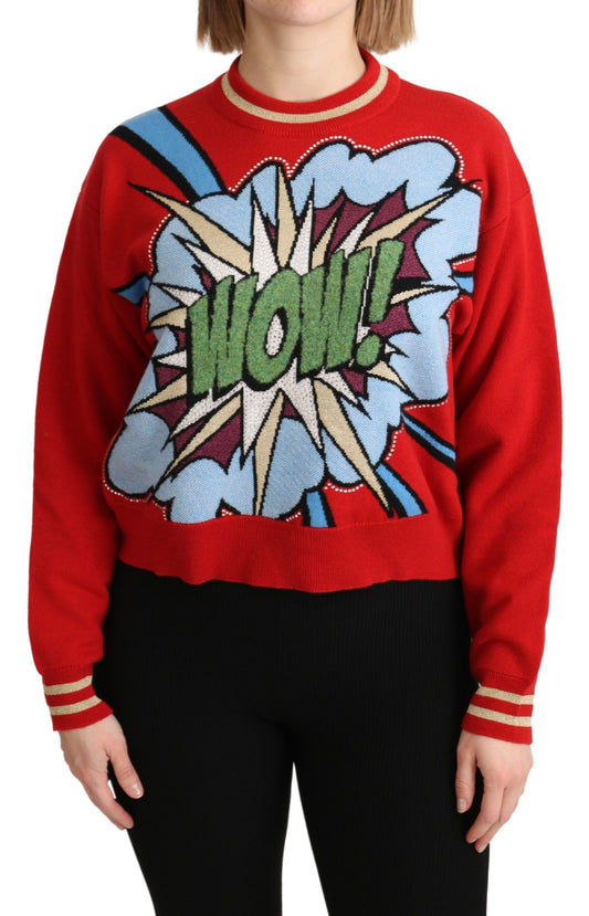 Dolce & Gabbana Red Knitted Cashmere Cartoon Top Sweater - ClickThatClicks 