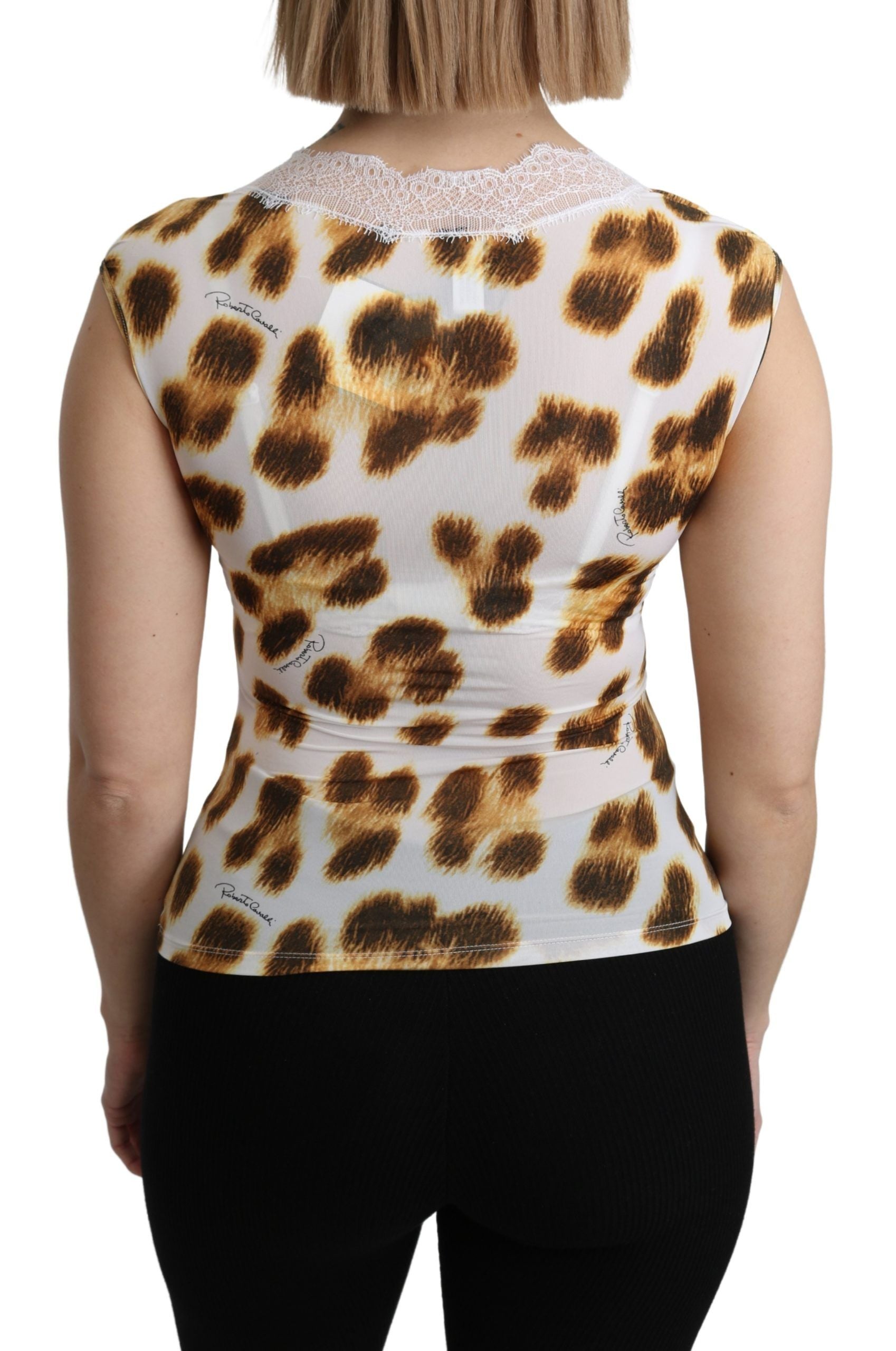 Roberto Cavalli White Brown Camisole Underwear Blouse - ClickThatClicks 