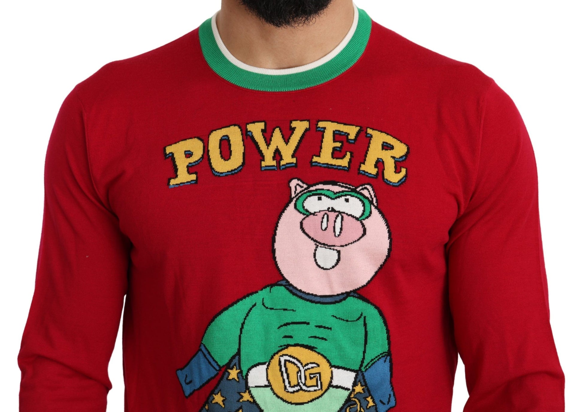 Dolce & Gabbana Red Wool Silk Pig of the Year Sweater - ClickThatClicks 