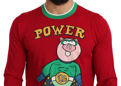 Dolce & Gabbana Red Wool Silk Pig of the Year Sweater - ClickThatClicks 
