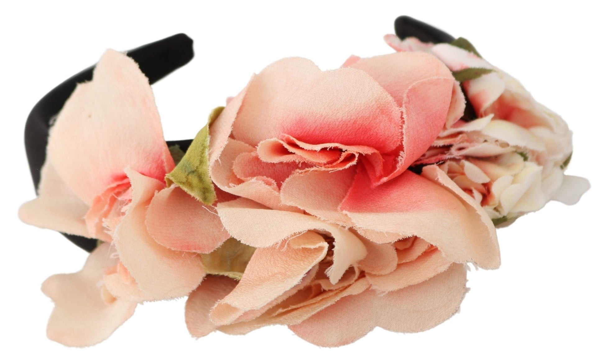 Dolce & Gabbana Pink Silk Black Floral Headband Logo Diadem - ClickThatClicks 
