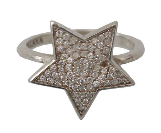 Nialaya Silver Womens Clear CZ Star 925 Ring - ClickThatClicks 