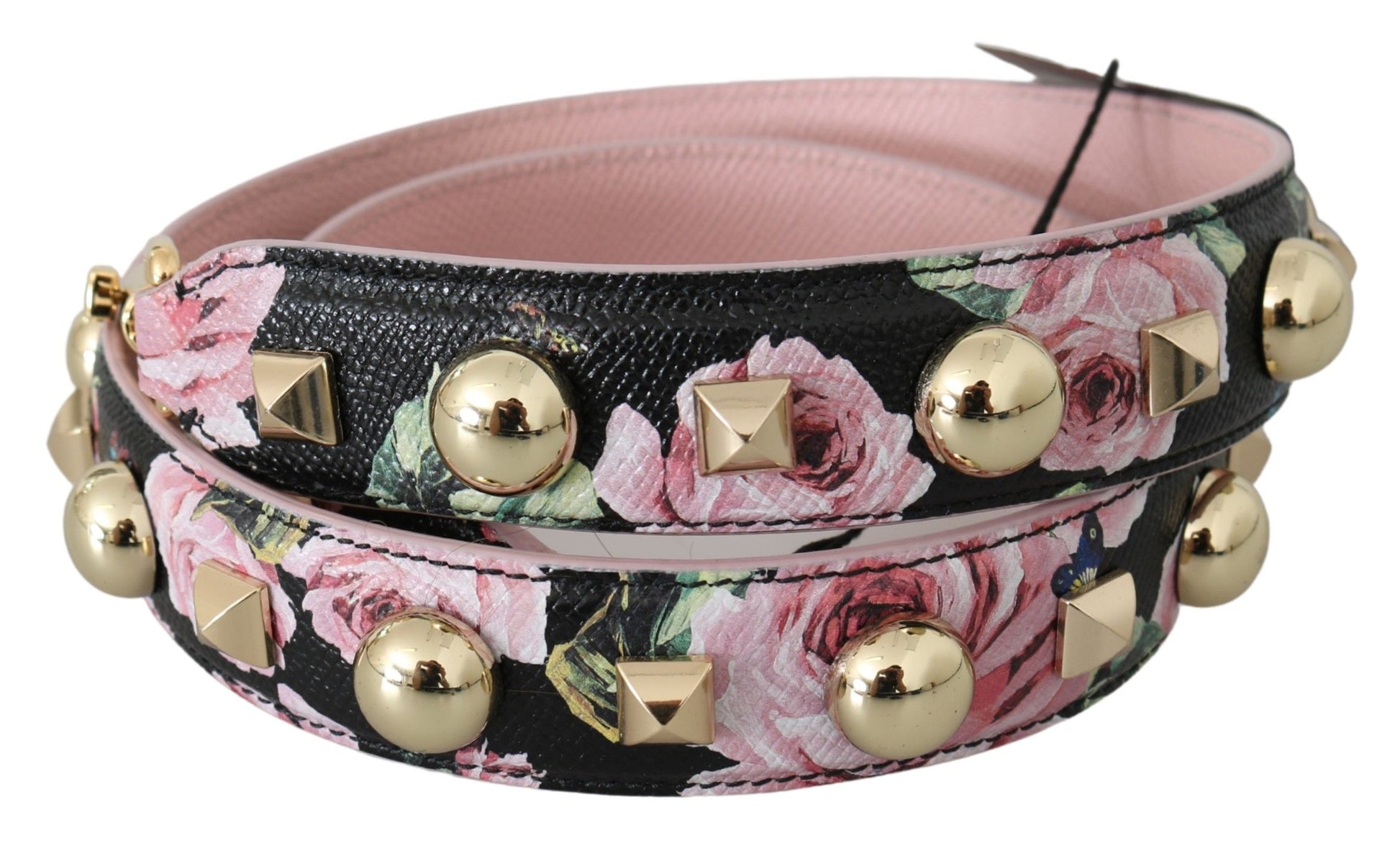 Dolce & Gabbana Pink Floral Leather Stud Accessory Shoulder Strap - ClickThatClicks 