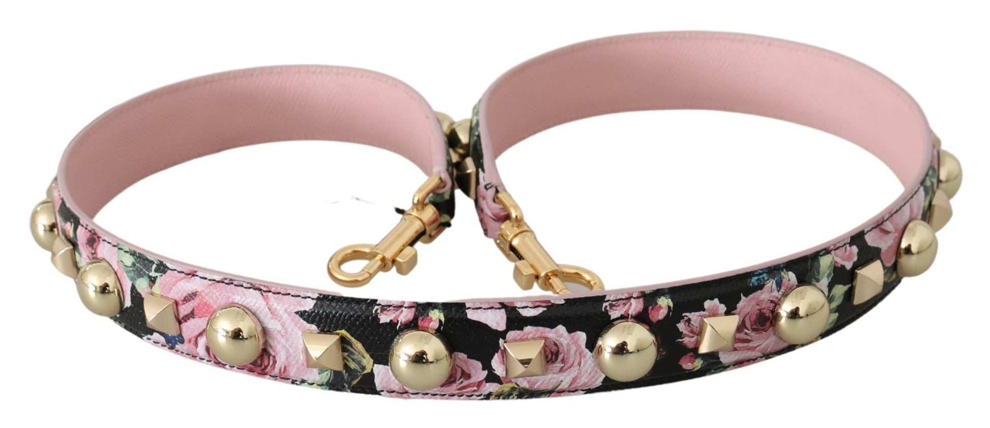 Dolce & Gabbana Pink Floral Leather Stud Accessory Shoulder Strap - ClickThatClicks 