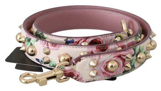 Dolce & Gabbana Pink Floral Leather Stud Accessory Shoulder Strap - ClickThatClicks 