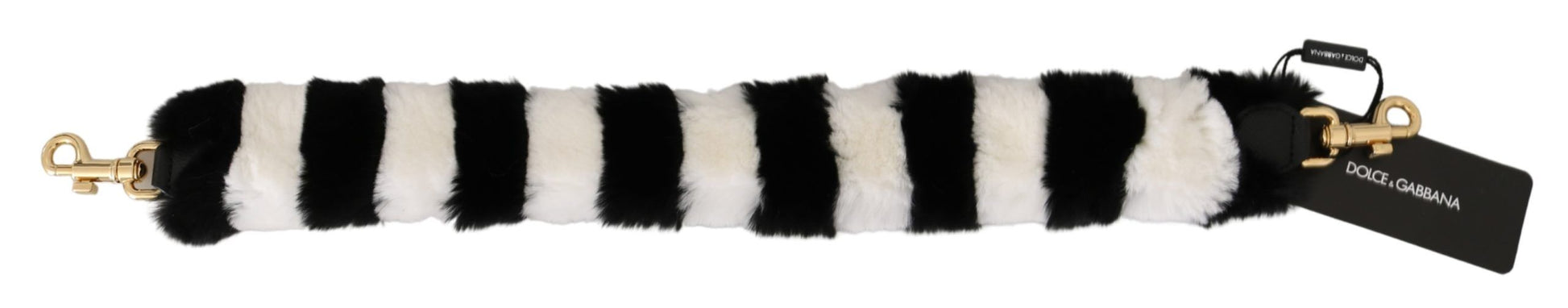 Dolce & Gabbana Black White Lapin Fur Accessory Shoulder Strap - ClickThatClicks 