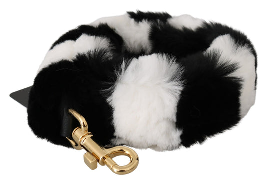 Dolce & Gabbana Black White Lapin Fur Accessory Shoulder Strap - ClickThatClicks 