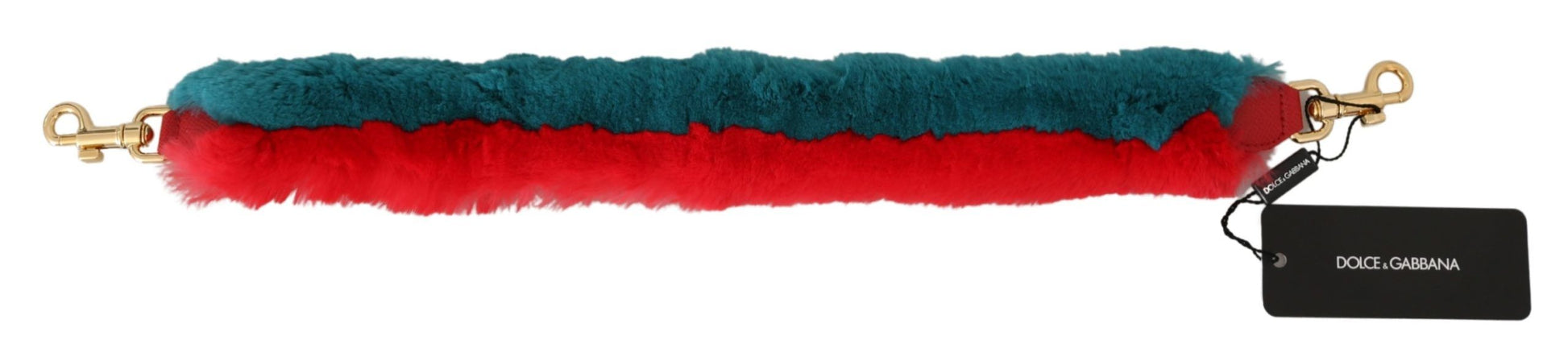 Dolce & Gabbana Red Blue Rabbit Fur Leather Shoulder Strap - ClickThatClicks 