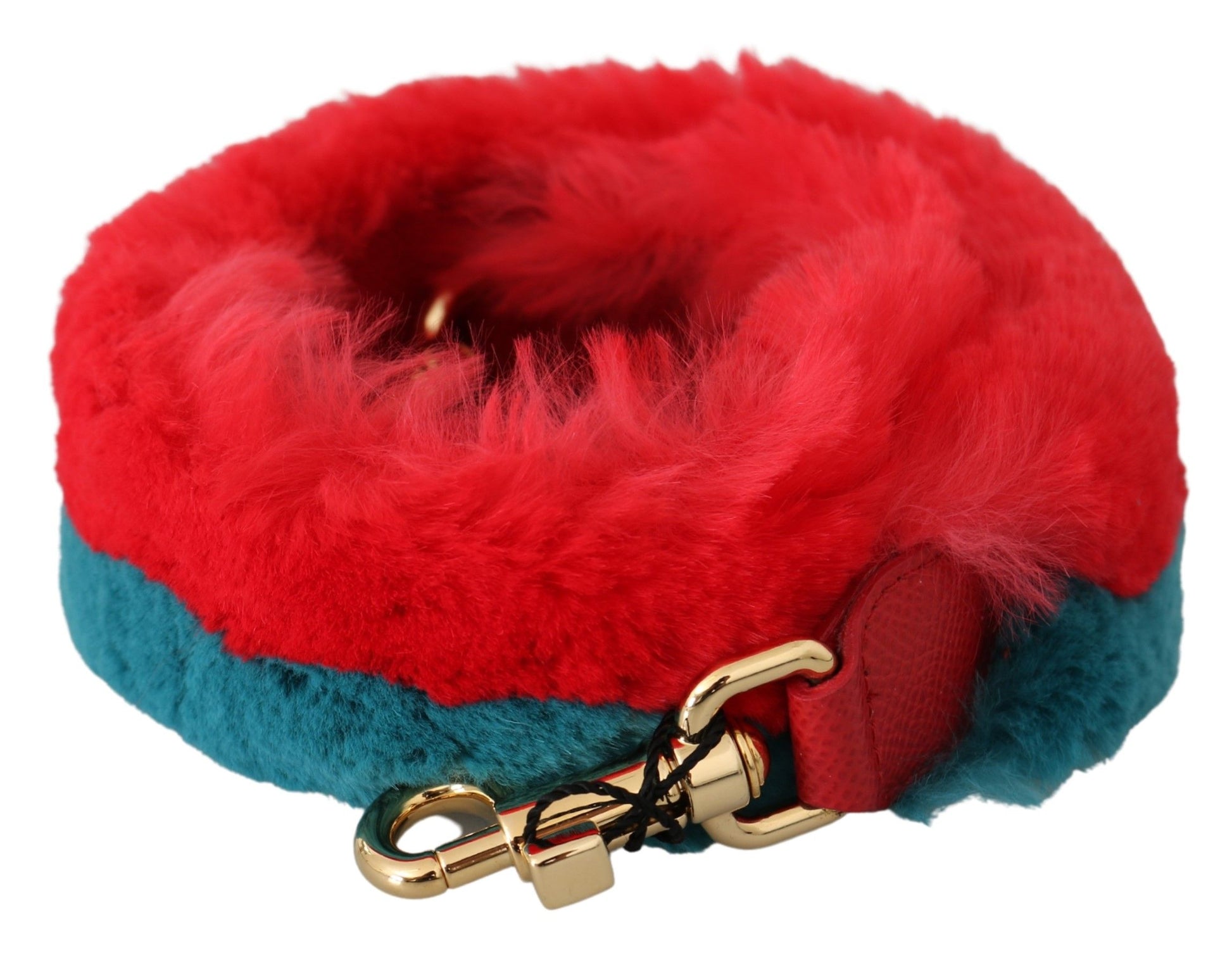 Dolce & Gabbana Red Blue Rabbit Fur Leather Shoulder Strap - ClickThatClicks 