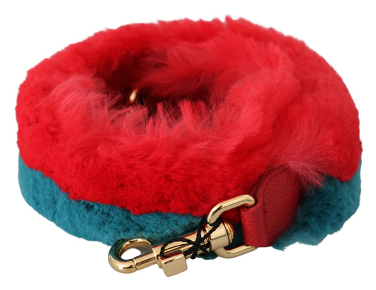 Dolce & Gabbana Red Blue Rabbit Fur Leather Shoulder Strap - ClickThatClicks 