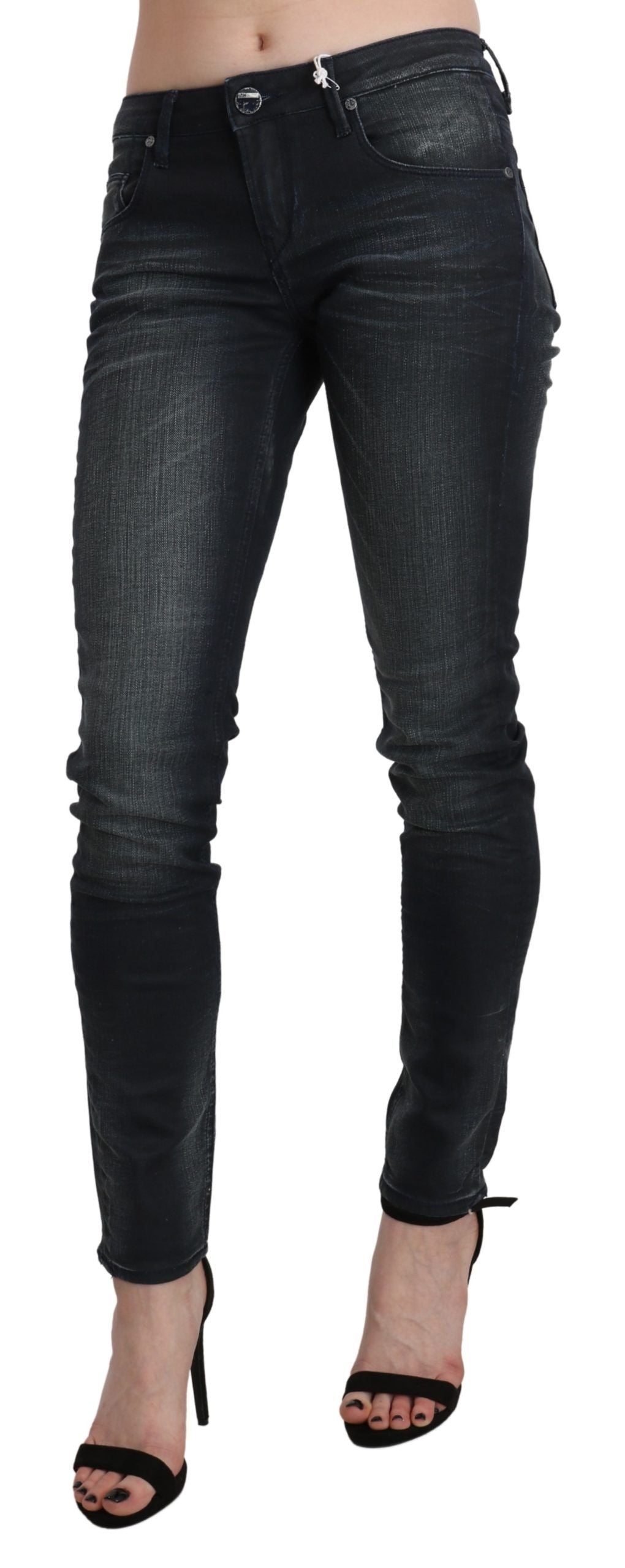 Acht Black Washed Low Waist Skinny Denim Trouser - ClickThatClicks 