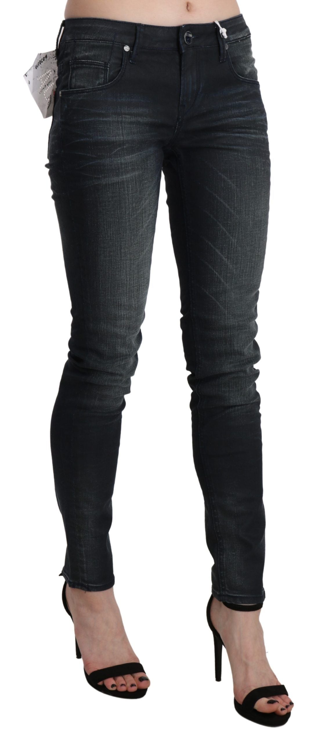 Acht Black Washed Low Waist Skinny Denim Trouser - ClickThatClicks 