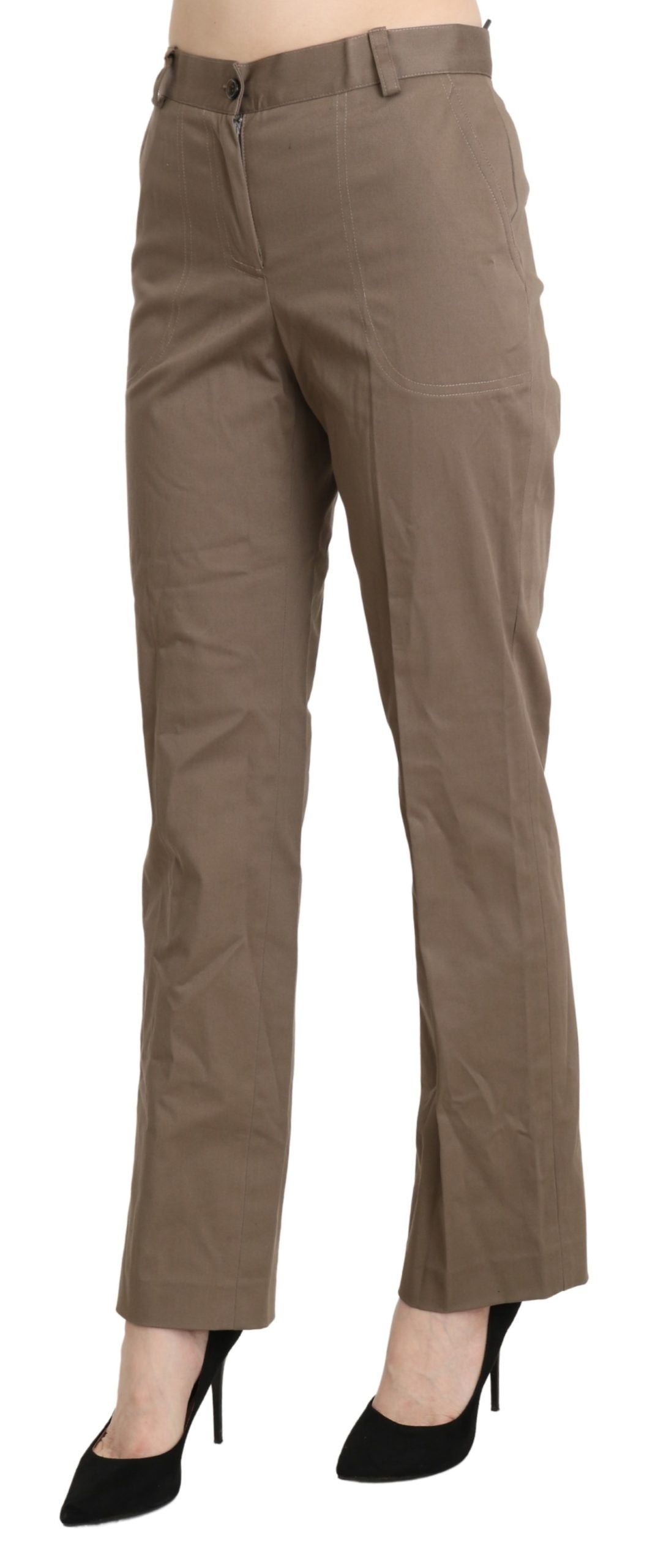 BENCIVENGA Brown High Waist Straight Dress Trouser Pants - ClickThatClicks 
