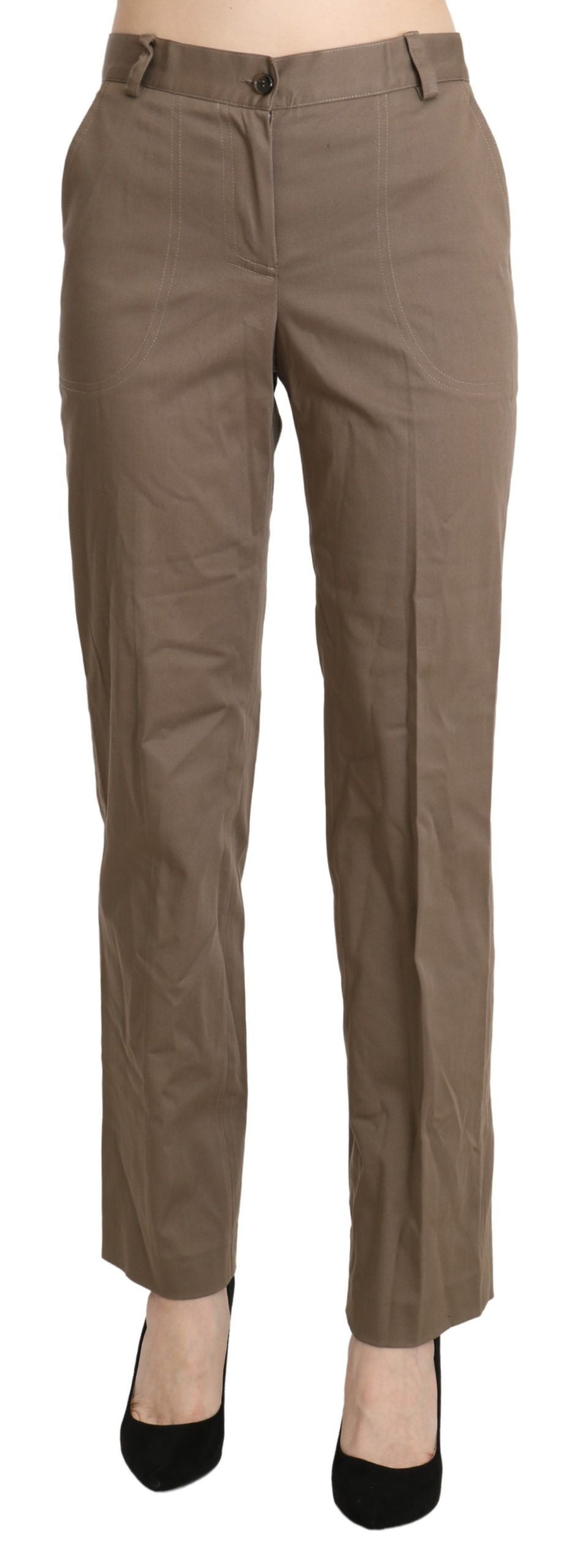 BENCIVENGA Brown High Waist Straight Dress Trouser Pants - ClickThatClicks 