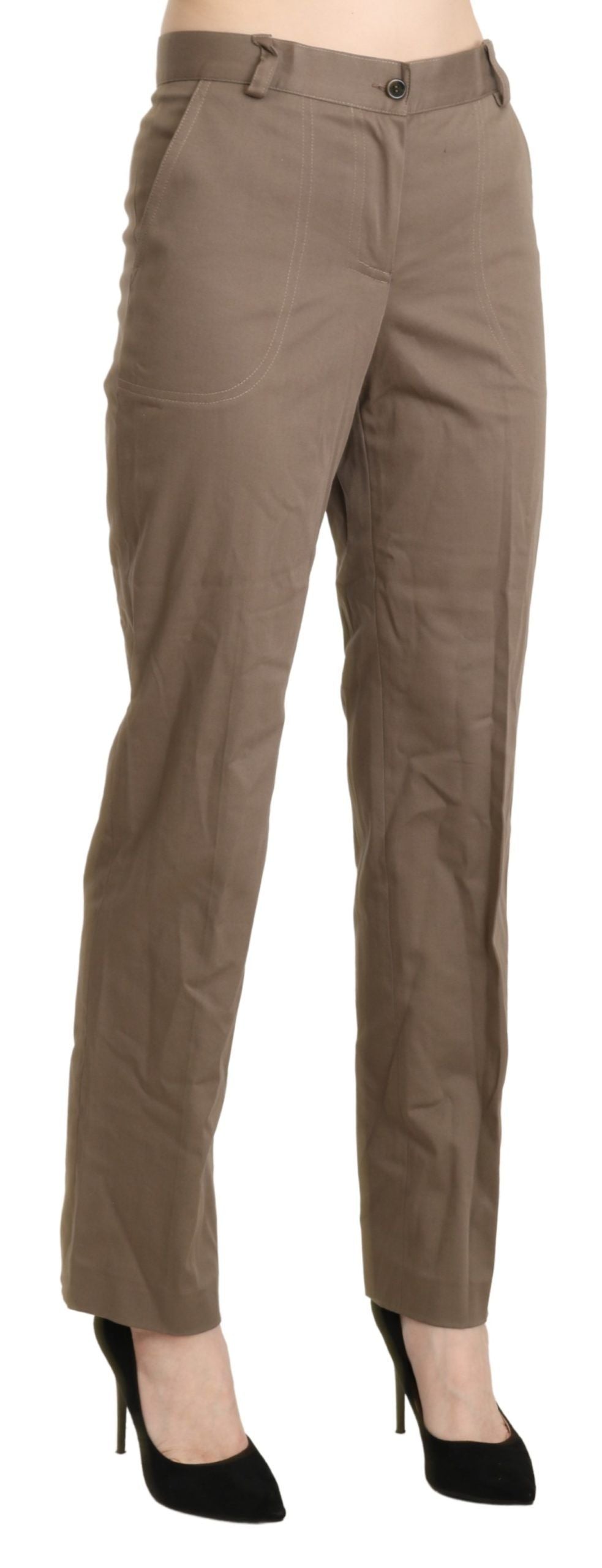 BENCIVENGA Brown High Waist Straight Dress Trouser Pants - ClickThatClicks 