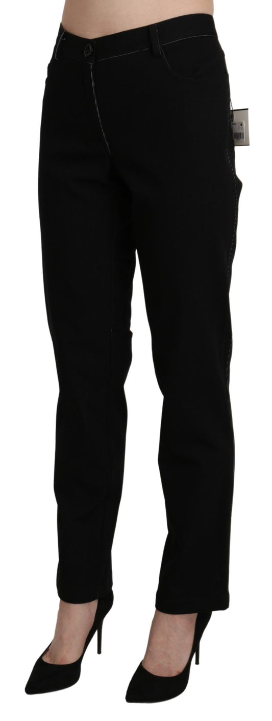 BENCIVENGA Black High Waist Straight Casual Trouser Pant - ClickThatClicks 